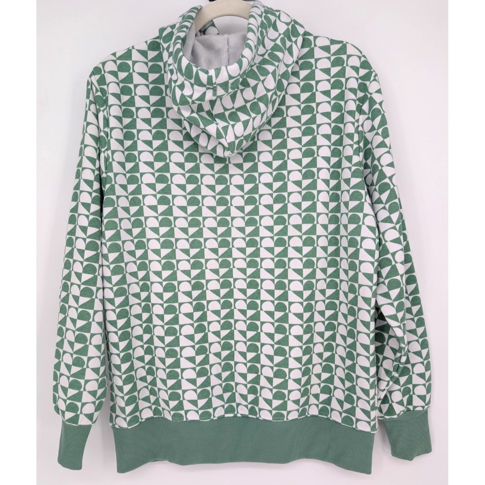 Cali 1850 Los Angeles Green White Geometric Heart‎ Hoodie Small Oversized Cozy - Picture 2 of 9